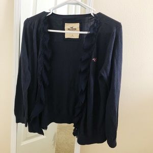 Navy Blue Ruffled Hollister Cardigan
